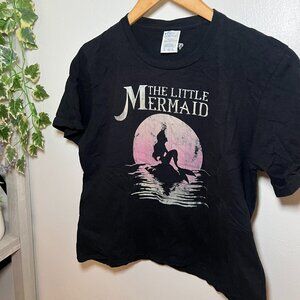 Disney The Little Mermaid Ariel Silhouette Sunset Graphic Tee Youth Large Black